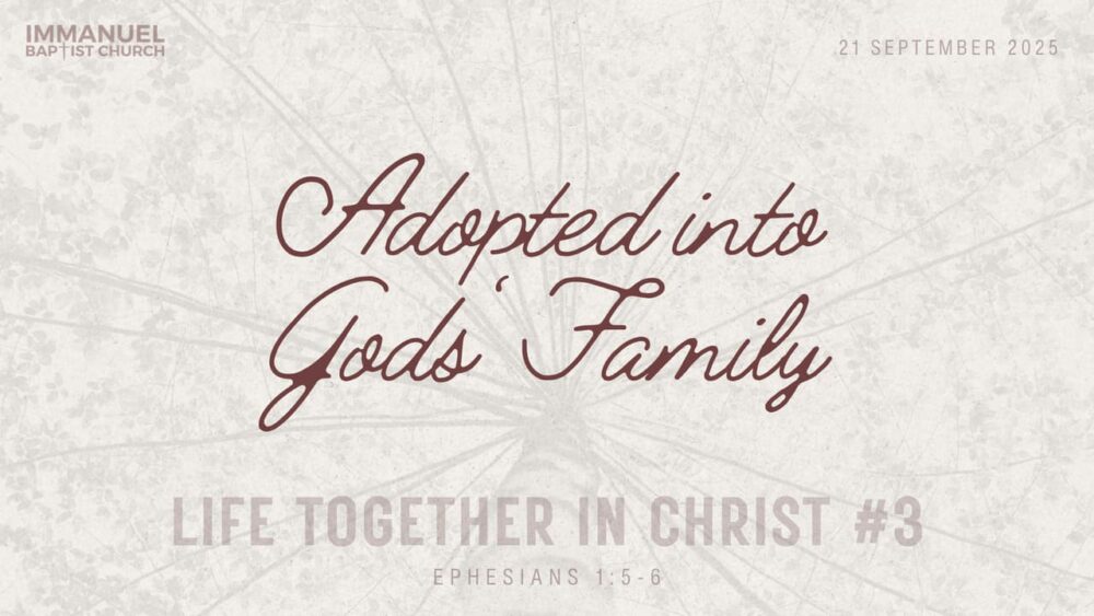 Adopted into God's Family (Life Together in Christ #3) Ephesians 1:5-6  Image